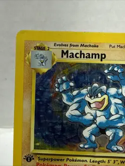 Pokemon Machamp 1st Edition 8/102 Unlimited Base Set 1999 Holo - Damaged - Image 2