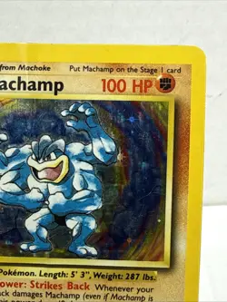 Pokemon Machamp 1st Edition 8/102 Unlimited Base Set 1999 Holo - Damaged - Image 3