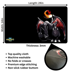Charizard Pokemon TCG Premium Playmat 24inx14in – 3mm Thick Stitched Edges - Image 2