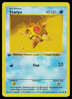 Pokemon Card - Staryu Base Set (Shadowless) 65/102 Common 1st Edition - Image 1