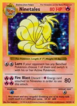 Damaged Ninetales - 12/102 - Holo Rare - Shadowless Edition Pokemon Base Set - Image 1