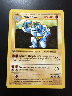 1999 Pokemon Base Set 34/102 Machoke 1st Edition Shadowless English - Image 1
