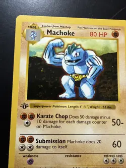 1999 Pokemon Base Set 34/102 Machoke 1st Edition Shadowless English - Image 2