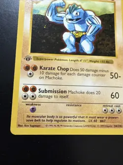 1999 Pokemon Base Set 34/102 Machoke 1st Edition Shadowless English - Image 5