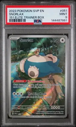 PSA 9 POKEMON SNORLAX #51 SVP EN-SV BLACK STAR PROMO 151 2023 ELITE TRAINER BOX - Image 1