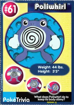 POLIWHIRL #61 BURGER KING PROMO POKETRIVIA POKEMON HP - Image 1