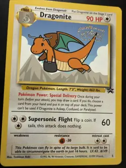 Dragonite 5 1999 WB Movie Black Star Promo Rare WOTC Nintendo Pokemon Stamped - Image 1