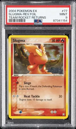 2004 POKEMON EX TEAM ROCKET RETURNS #77 SLUGMA-REVERSE FOIL PSA 9 - Image 1