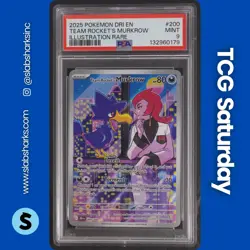 2025 POKEMON DESTINED RIVALS #200/182 TEAM ROCKET'S MURKROW IR PSA 9 - Image 1