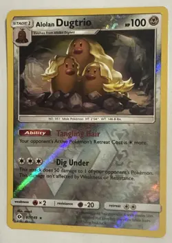 Alolan Dugtrio 87/149 Rev Reverse Holo Sun & Moon Base SM Pokemon NM/Mint - Image 3