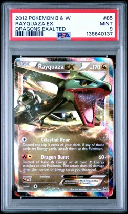 2012 POKEMON B&W DRAGONS EXALTED #85 RAYQUAZA EX PSA 9 - Image 1