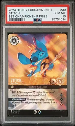 Disney Lorcana 2024 Stitch Rock Star Enchanted Promo PSA 10 Championship Prize - Image 1