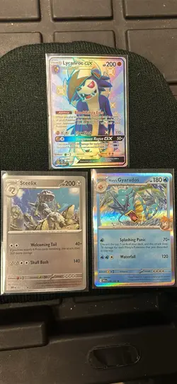 Pokemon TCG Holo Card Lot Lycanroc GX, Steelix, Misty's Gyarados - 3 Cards - Image 1
