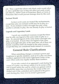 Legends Rules Card 1994 Legends Set Regular Magic the Gathering NM - Image 2