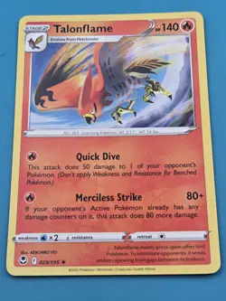 Talonflame 029/195 Rare Non Holo Silver Tempest Pokemon Card LP - Image 1