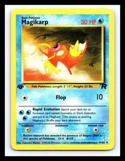 💥 MAGIKARP Team Rocket 1st Edition Stamp # 47/82 Pokemon Card 2000 - Image 1