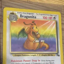 Pokemon Dragonite Fossil Rare Regular 19/62 Unlimited Edition 100HP English Card - Image 2
