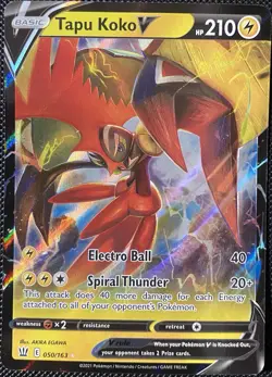 Tapu Koko V 050/163 Swsh05: Battle Styles Holo - Pokemon Card - Image 1