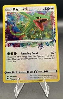 Rayquaza Amazing Rare SWSH04: Vivid Voltage 138/185 NM Pokemon Card - Image 1