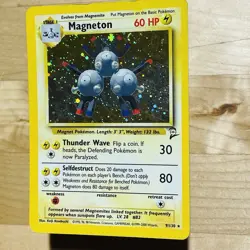 Vintage 2000 Magneton 9/130 Base Set 2 Holo Rare Swirl LP English Pokemon Card - Image 2