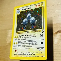Vintage 2000 Magneton 9/130 Base Set 2 Holo Rare Swirl LP English Pokemon Card - Image 3