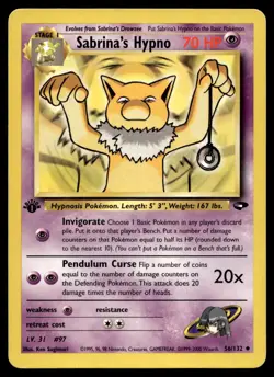Sabrina's Hypno 56/132 Pokemon Card 1st Ed Gym Challenge Uncomn 70 HP LP I26 - Image 1