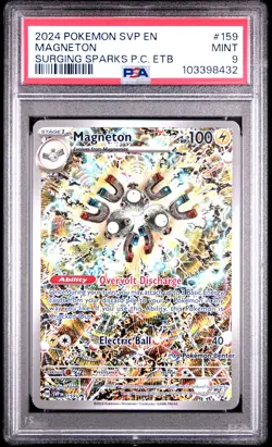 2024 POKEMON SURGING SPARKS POKEMON CENTER ETB PROMO SVP #159 MAGNETON PSA 9 - Image 1