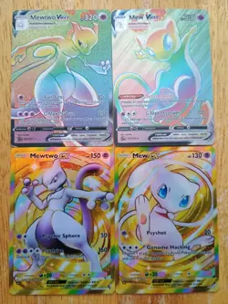 Pokemon Cards Rainbow Mew & Mewtwo Vmax & Gold Mew & Mewtwo Ex (Custom Made) - Image 1