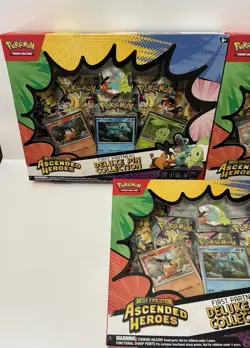 Pokemon Mega Evolution Ascended Heroes Deluxe Pin Collection Lot of 3 NEW - Image 4