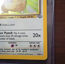 1999 Pokemon Kangaskhan 5/64 Holo Rare Jungle Card VG EX - Image 4