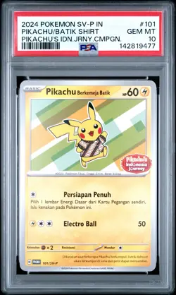Batik Pikachu #101 PSA 10 Indonesia Journey Campaign SV-P Promo Pokemon Graded - Image 1