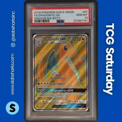 2018 POKEMON SUN & MOON DRAGON MAJESTY #67/70 DRAGONITE GX FULL ART PSA 10 - Image 1