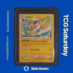 2020 POKEMON SWSH VIVID VOLTAGE COLLEC. CHEST PROMO #047/185 JOLTEON COSMOS HOLO - Image 1