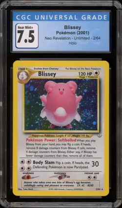 Pokemon Blissey Neo Revelation Unlimited Holo Rare #2 CGC 7.5 - Image 1