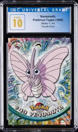 1999 POKEMON TOPPS SER 1 FOURTH PRINT #49 VENOMOTH CGC 10 PERFECT - Image 1