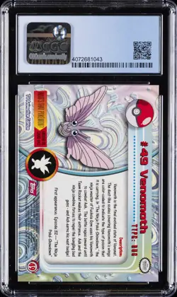 1999 POKEMON TOPPS SER 1 FOURTH PRINT #49 VENOMOTH CGC 10 PERFECT - Image 2