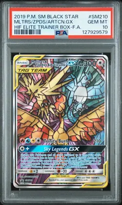 2019 POKEMON BLACK STAR PROMO #SM210 MOLTRES ZAPDOS ARTICUNO GX TAG TEAM PSA 10 - Image 1