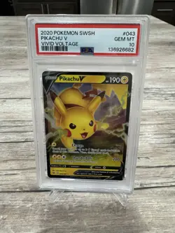 2020 Pokemon Sword & Shield Vivid Voltage - Pikachu V #043/185 - PSA 10 GEM MINT - Image 1