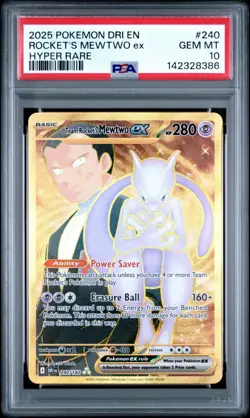 PSA 10 Team Rocket's Mewtwo ex 240/182 Pokemon Destined Rivals Full Art Graded - Image 3