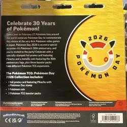 Pokemon Day 2026 Anniversary Box Pikachu Promo Card Coin 3 Booster Packs Sealed - Image 2