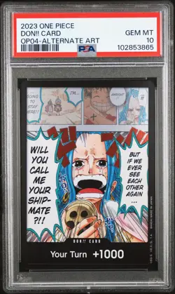 2023 One Piece CCG DON!! Card OP04 Kingdoms of Intrigue Alt Art PSA 10 - Image 1