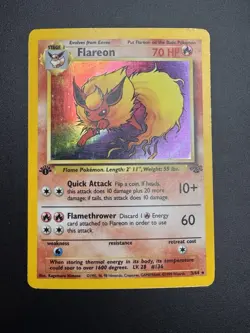 1st Edition Holo Flareon Card - Ungraded LP- Jungle 3/64 - Wizards WOTC 1999 - Image 1