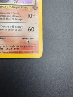 1st Edition Holo Flareon Card - Ungraded LP- Jungle 3/64 - Wizards WOTC 1999 - Image 4