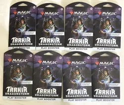 8x Lot ~ MAGIC THE GATHERING ~ TARKIR DRAGONSTORM ~ Play Booster 14 Card Packs - Image 1