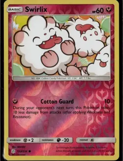 Swirlix Common SM Cosmic Eclipse 153/236 Fairy Reverse Holo Pokemon Card - Image 1