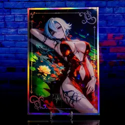 Arlecchino Waifu A5 Premium Card Holo Foil Framed Oversized Acrylic Genshin - Image 1