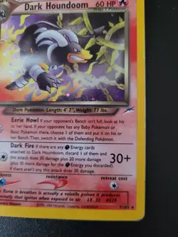 Pokemon Neo Destiny Dark Houndoom Rare Holo 7/105 Unlimited MP Condition - Image 3