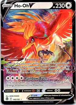 Pokemon TCG SWSH12: Silver Tempest Ho-Oh V Ultra Rare Holofoil 140/195 NM - Image 1