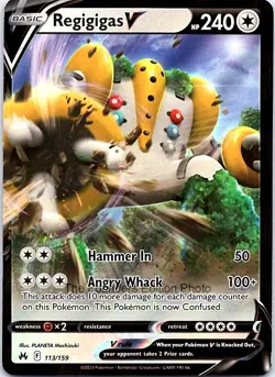 Pokemon TCG Crown Zenith Regigigas V Ultra Rare Holofoil 113/159 NM - Image 1