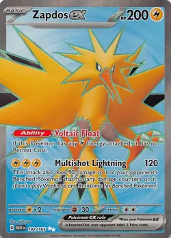 Pokemon TCG SV: Scarlet & Violet 151 Zapdos ex Ultra Rare 192/165 NM - Image 1